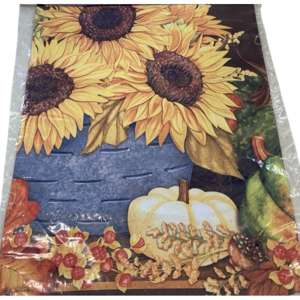 Sunflower Garden Flag Flower in Bucket Fall Decor Thanksgiving Rustic Farmhouse